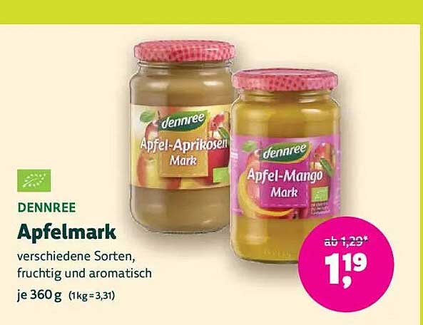 dennree Apfelmark verschiedene Sorten, fruchtig und aromatisch je 360 g