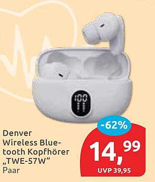 Denver Wireless Bluetooth Kopfhörer „TWE-57W“ Paar