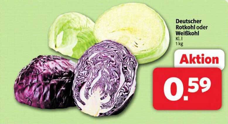 Deutscher Rotkohl oder Weißkohl Kl. I 1 kg