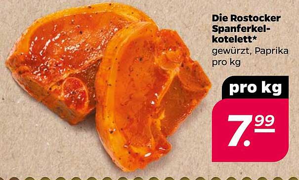 Die Rostocker Spanferkelkoteletts, gewürzt, Paprika pro kg