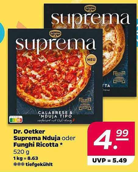 Dr. Oetker Suprema Nduja oder Funghi Ricotta 520 g