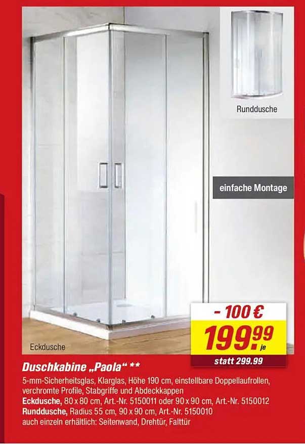 Duschtasse „Paola“ - Einstieg in ein neues Duscherlebnis