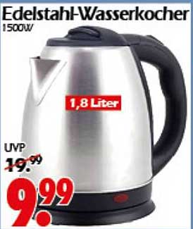 Edelstahl-Wasserkocher 1,8 Liter, 1500W