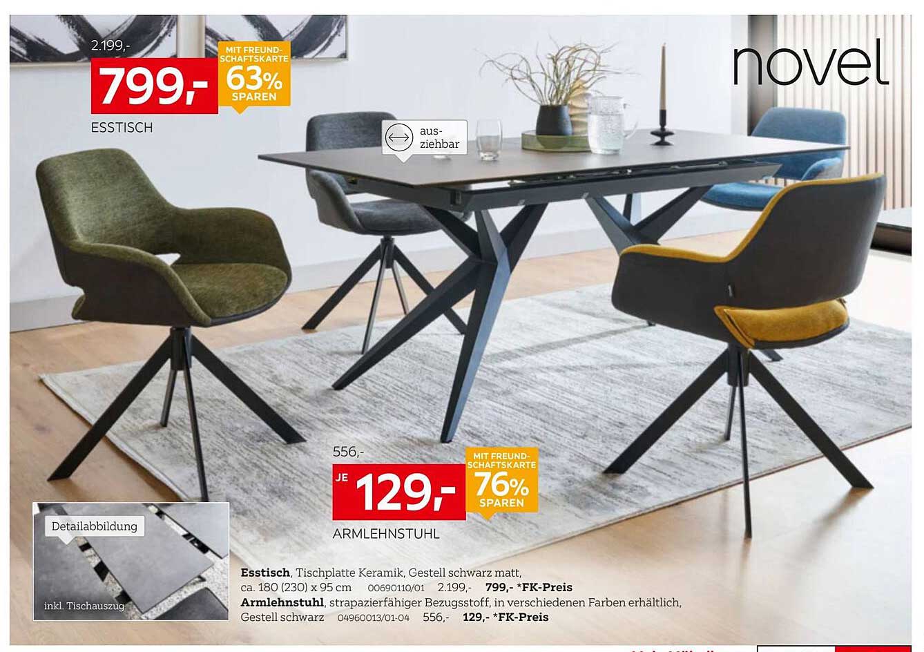 Esstisch und Armlehnstuhl im XXXLutz-Propekt für Ihr Zuhause