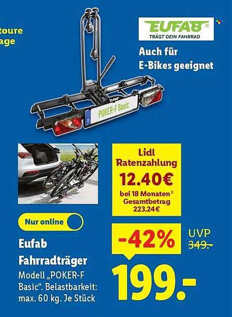 Eufab Fahrradträger Modell POKER-F Basic - Nur online verfügbar
