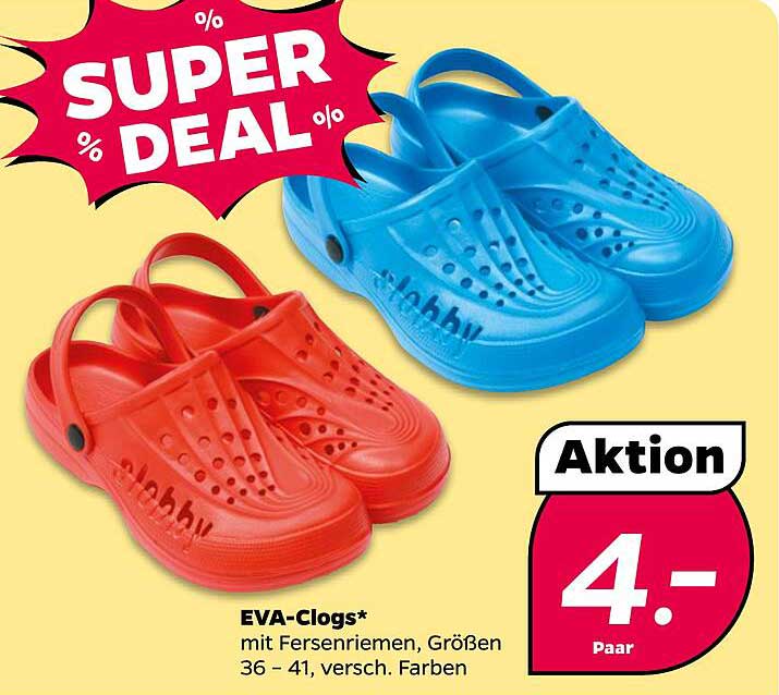 EVA-Clogs mit Fersenriemen in verschiedenen Farben - Aktion!