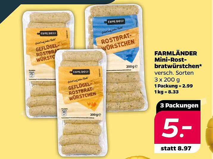 FARMLÄNDER Mini-Rostbratwürstchen - 3er Pack
