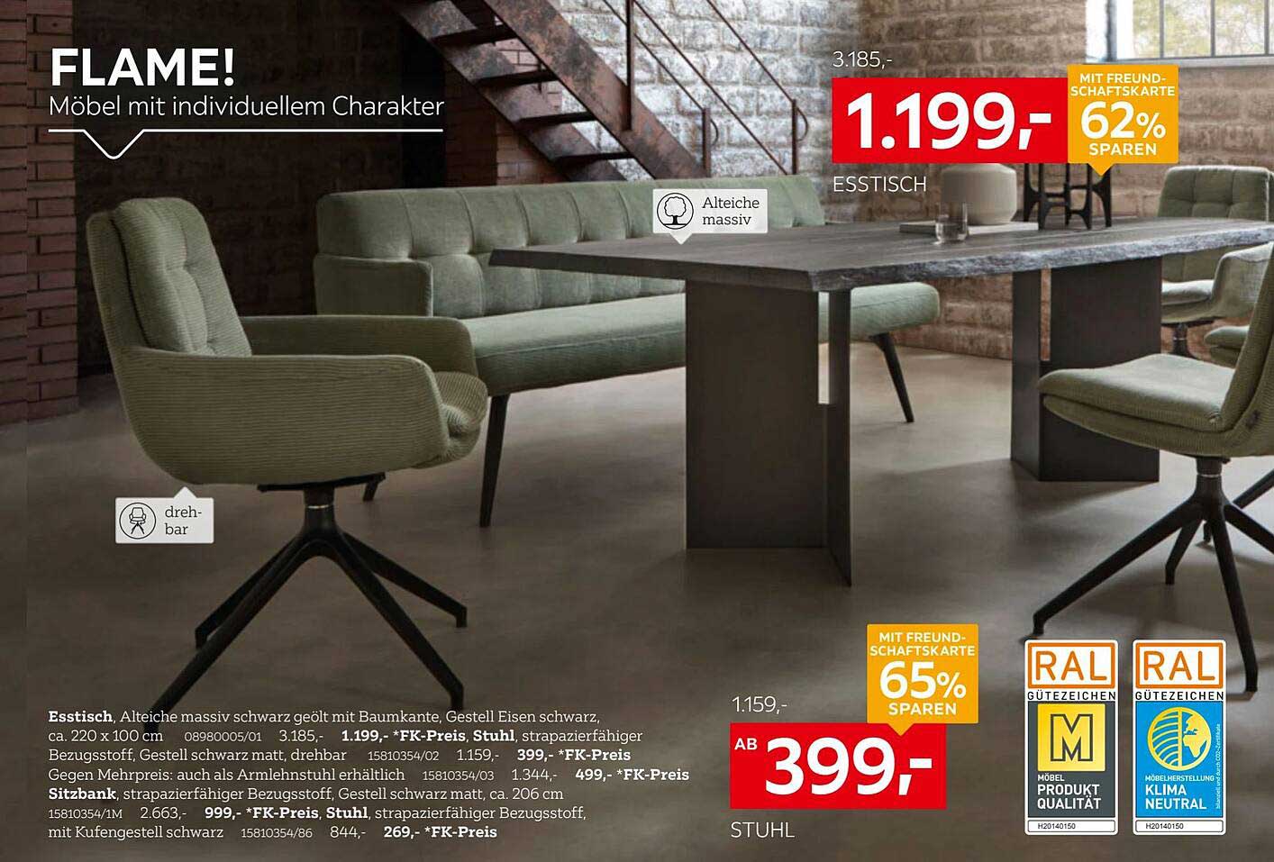 FLAME! Esstisch und Stühle – Möbel mit individuellem Charakter