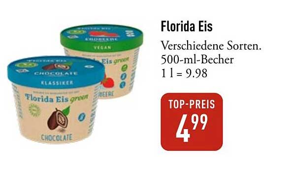 Florida Eis - Verschiedene Sorten, 500-ml-Becher