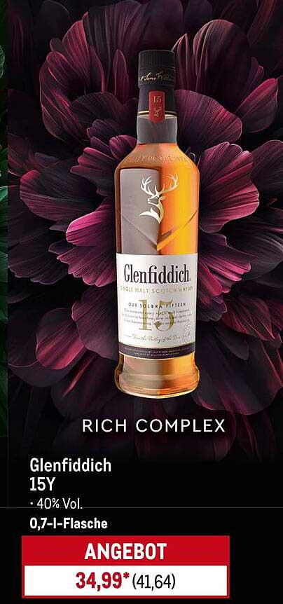 Glenfiddich 15Y Single Malt Scotch Whisky, 0,7 l-Flasche