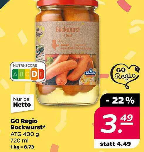 GO Regio Bockwurst* ATG 400 g 720 ml