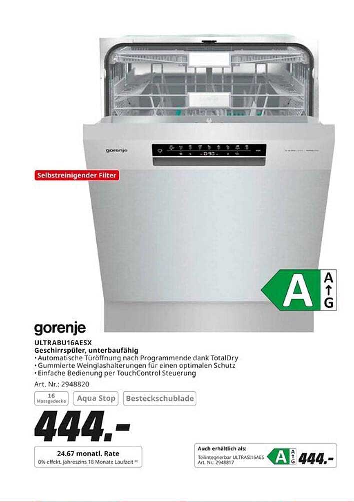 gorenje ULTRABU16ASEX Geschirrspüler, unterbaufähig