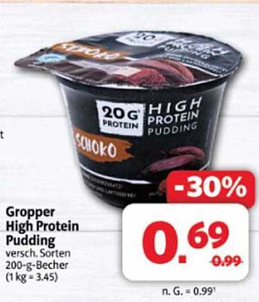Gropper High Protein Pudding verschiedene Sorten 200-g-Becher
