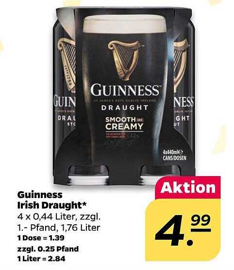 Guinness Irish Draught - 4 x 0,44 Liter