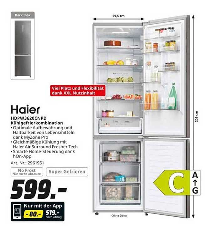 Haier HDPW3620CNP Kühlschrank-Gefrierkombination