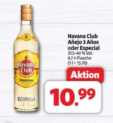 Havana Club Añejo 3 Años oder Especial 0,7 l Flasche