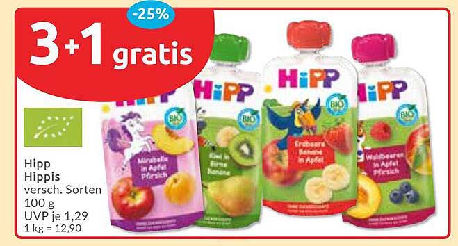 Hipp Hippis verschiedene Sorten 100 g - 25% Rabatt und 3+1 gratis