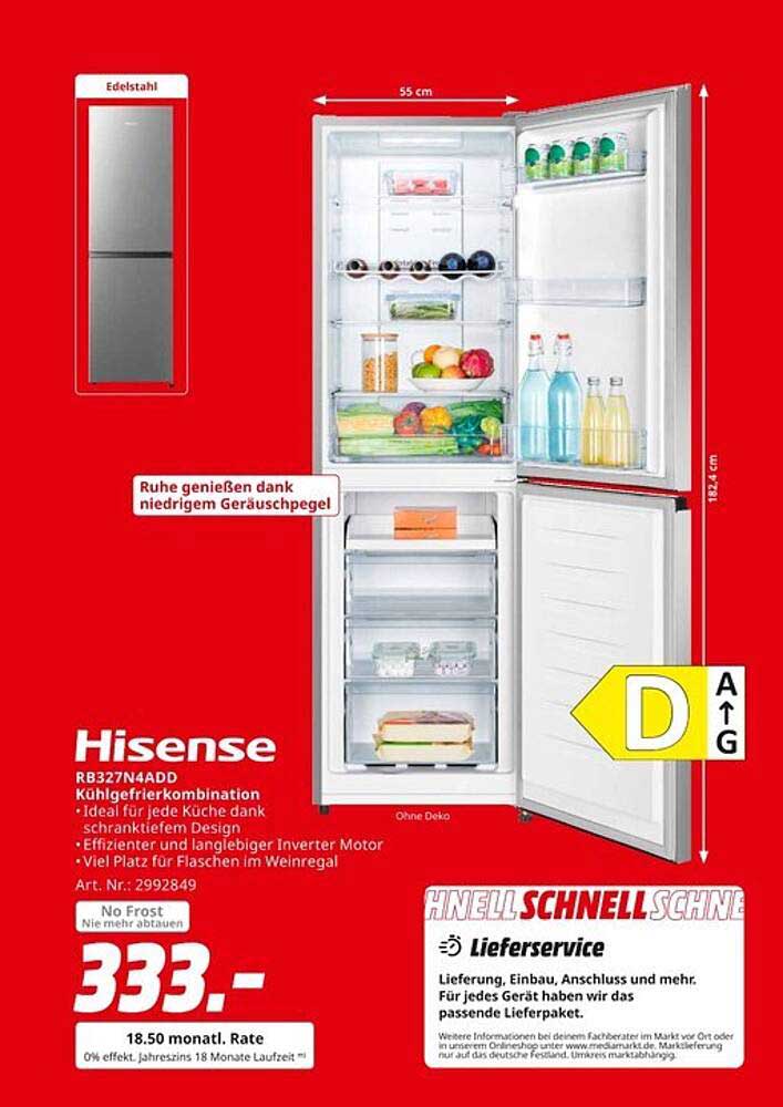 Hisense RB327N4ADD Kühl-Gefrierkombination