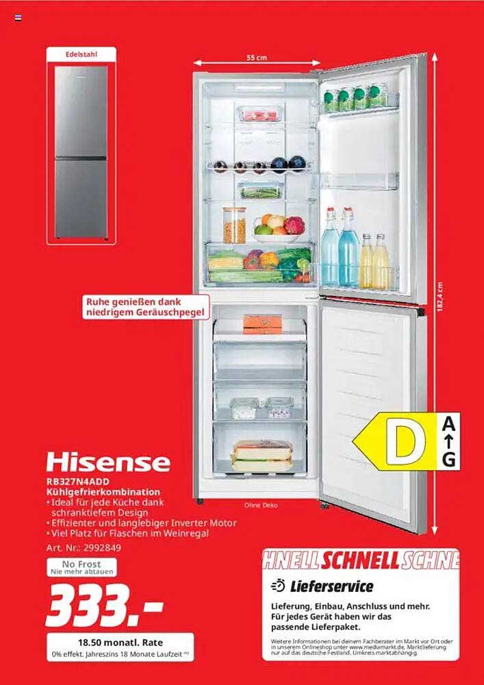 Hisense RB327N4ADD Kühlschrank-Gefrierkombination