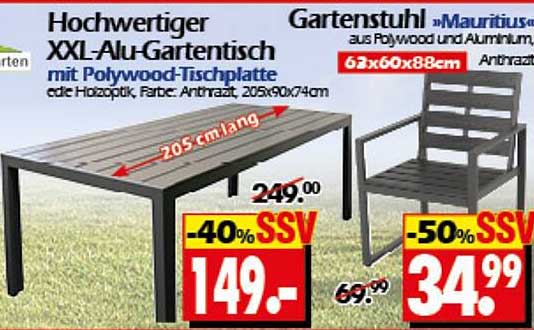 Hochwertiger XXL-Alu-Gartentisch mit Polywood-Tischplatte