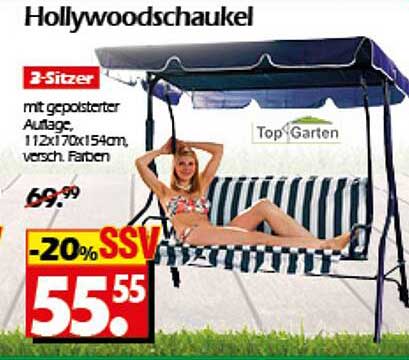 Hollywoodschaukel 2-Sitzer mit gepolsterter Auflage