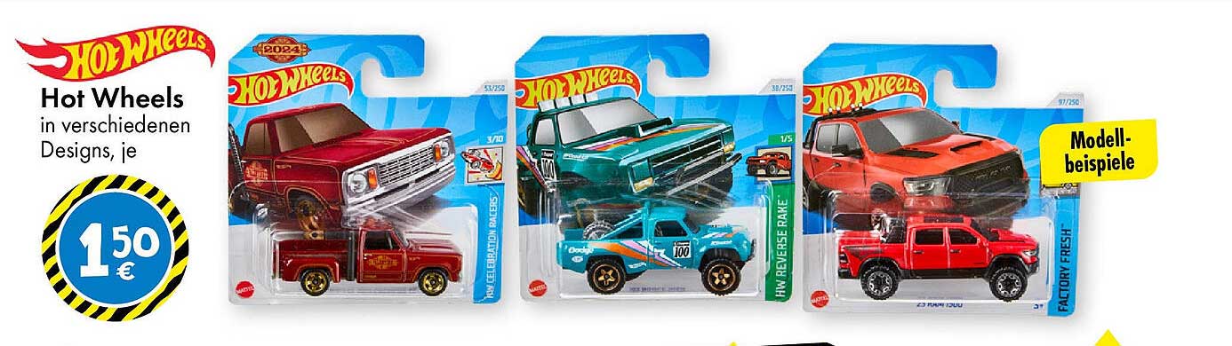 Hot Wheels Fahrzeuge in verschiedenen Designs, je 1,50 €