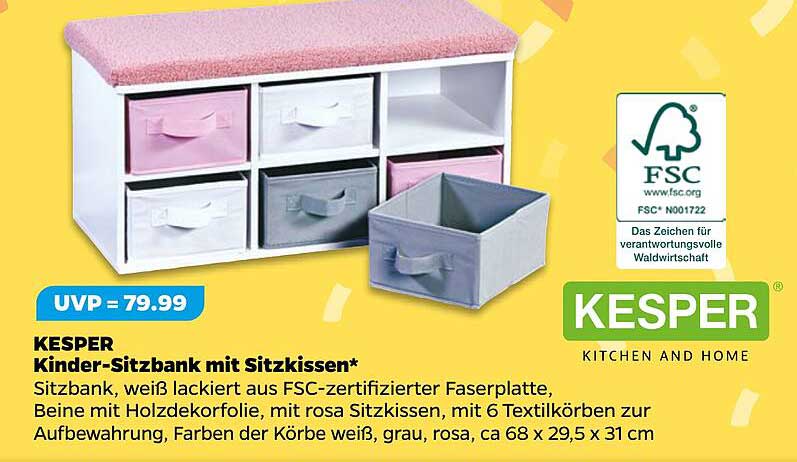 KESPER Kinder-Sitzbank mit Sitzkissen