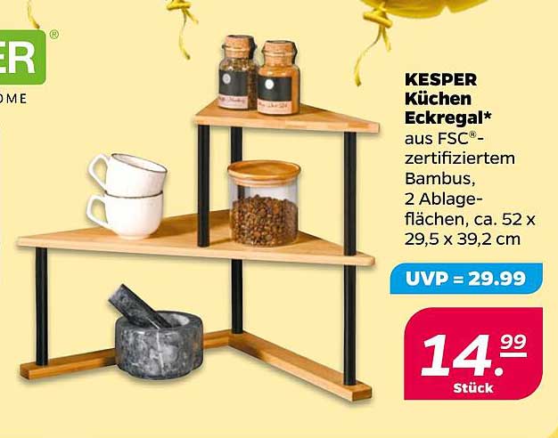 KESPER Küchen Eckregal aus FSC®-zertifiziertem Bambus