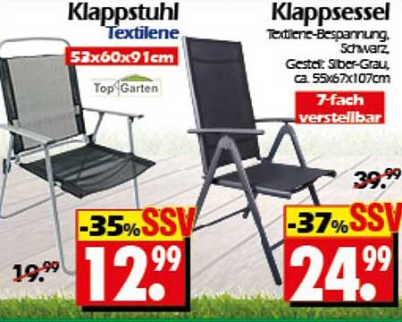 Klappstuhl Textilene und Klappsesssel