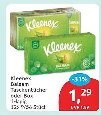 Kleenex Balsam Taschentücher oder Box 4-lagig 12x 9/56 Stück