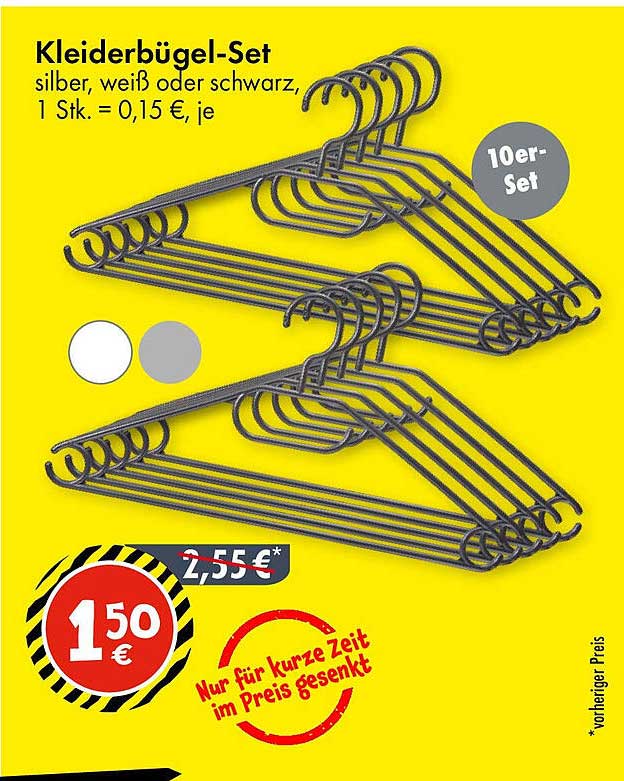 Kleiderbügel-Set - Silber, Weiß oder Schwarz
