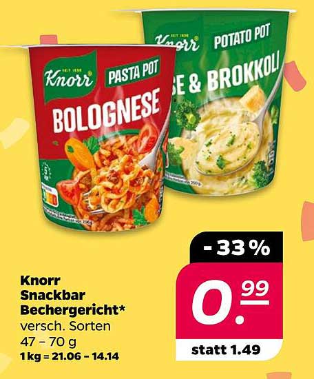 Knorr Snackbar Bechergericht verschiedene Sorten