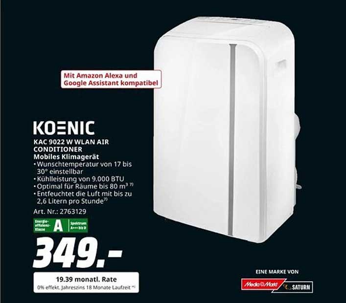 KOENIC KAC 9022 W WLAN AIR CONDITIONER Mobiles Klimagerät