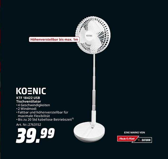 KOENIC KTF 18422 USB Tischventilator