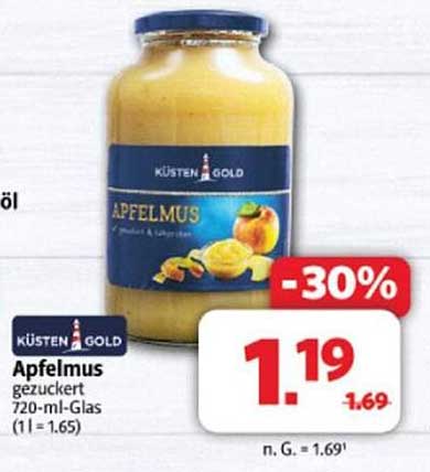 KÜSTEN GOLD Apfelmus gezuckert 720-ml-Glas -30%