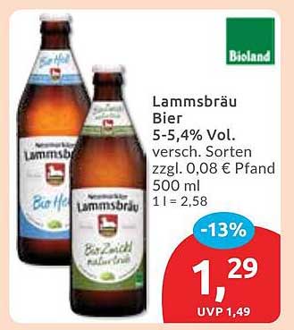 Lammsbräu Bier 5-5,4% Vol. – verschiedene Sorten
