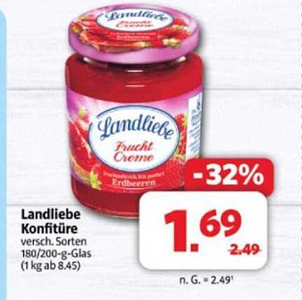 Landliebe Konfitüre, verschiedene Sorten, 180/200-g-Glas