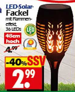 LED-Solar-Fackel mit Flame-Effekt, 36 LEDs, 48 cm hoch