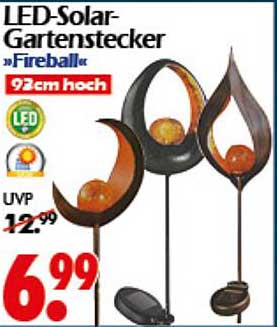 LED-Solar-Gartenstecker »Fireball« 92cm hoch