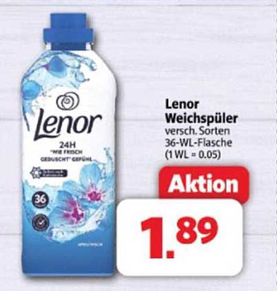 Lenor Weichspüler - verschiedene Sorten 36-WL-Flasche