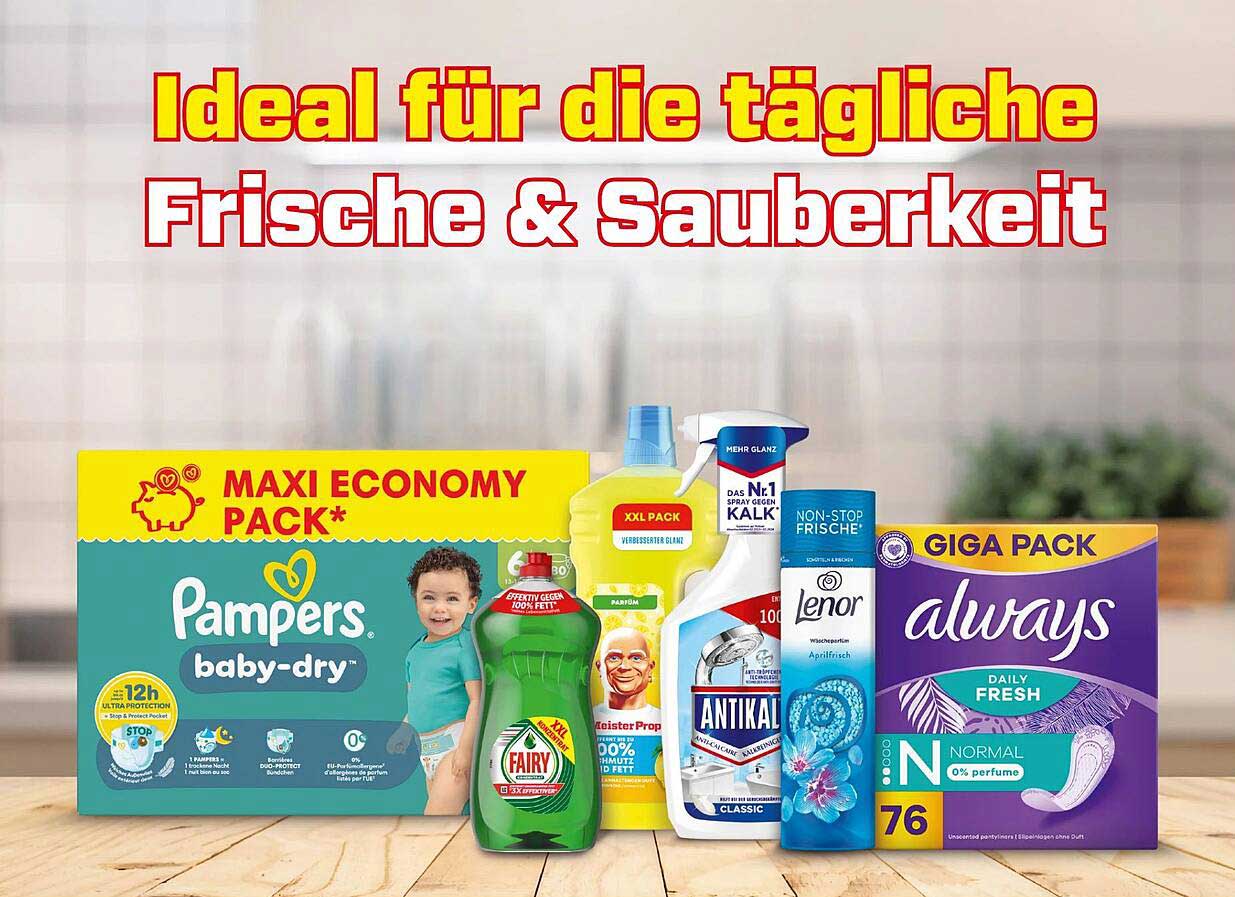 MAXI ECONOMY PACK Pampers, Fairy, Antikal, Lenor & Always