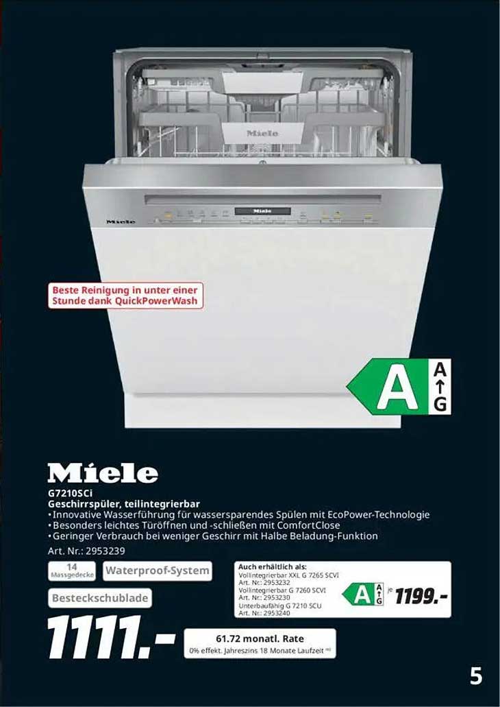 Miele G7210SCi Geschirrspüler, teilintegrierbar