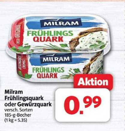 Milram Frischlingsquark oder Gewürzquark 185-g-Becher