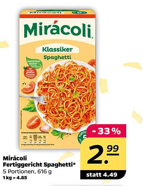 Mirácoli Fertiggericht Spaghetti 5 Portionen, 616 g