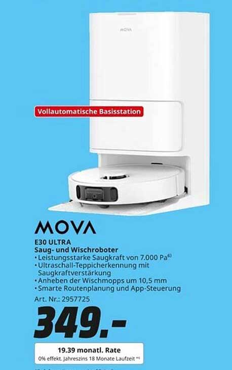 MOVA E30 ULTRA Saug- und Wischroboter mit automatischer Basistation