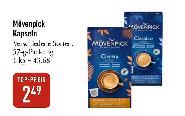Mövenpick Kapseln - Verschiedene Sorten, 57-g-Packung