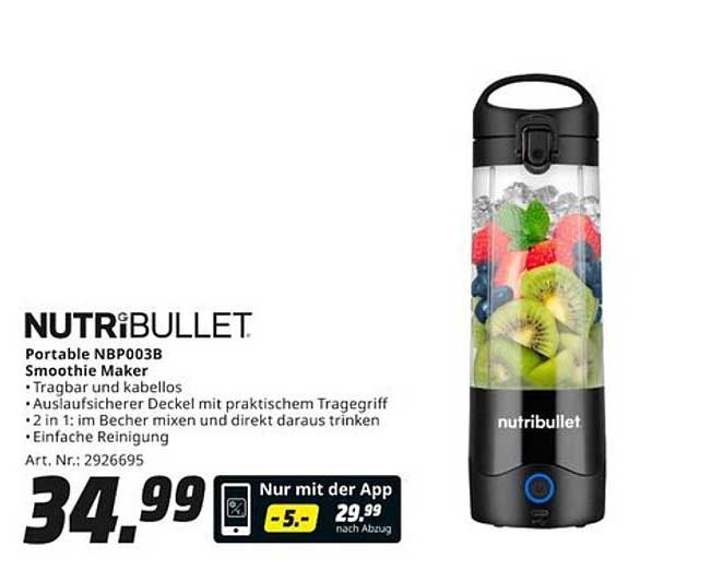NUTRiBULLET Portable NBP003B Smoothie Maker