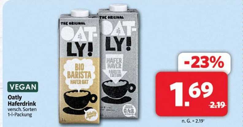 Oatly Haferdrink verschiedene Sorten, 1-l-Packung