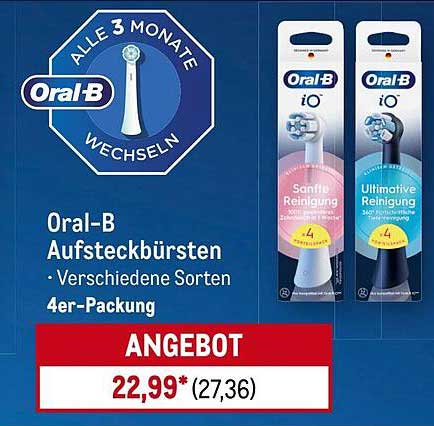 Oral-B Aufsteckbürsten - 4er-Packung mit verschiedenen Sorten
