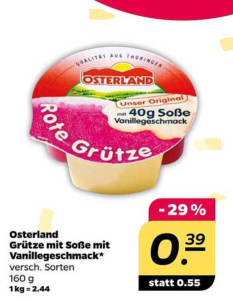 Osterland Rote Grütze mit Soße Vanillegeschmack 160 g